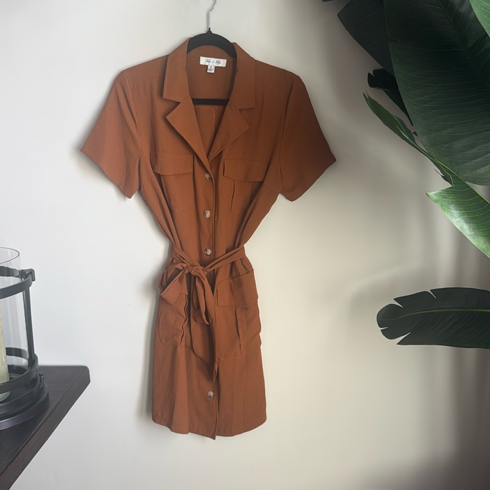 She + Sky Rust Utility Dress